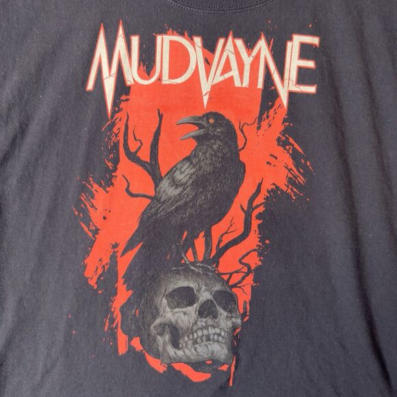 Vintage Y2K Mudvayne Band T-Shirt Size XL Crow Skull Bird Heavy Metal Black 2000 - Picture 2 of 7